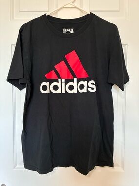 Adidas T-Shirt Mens Large Black The Go-To Tee Big Logo Graphic Tagless Crewneck